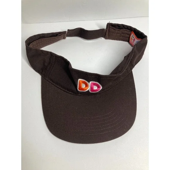 Dunkin Donuts Restaurant Employee Visor Hat Cap Brown Adjustable Restaurant Work - Picture 3 of 15